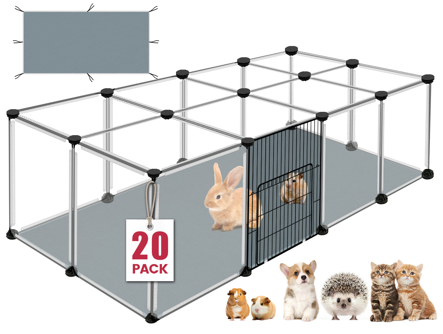 VISCOO 20 Panels Small Animals Playpen, 48"x24"x16" Pet Playpen