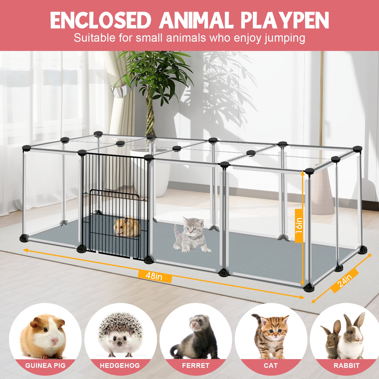 VISCOO 20 Panels Small Animals Playpen, 48"x24"x16" Pet Playpen