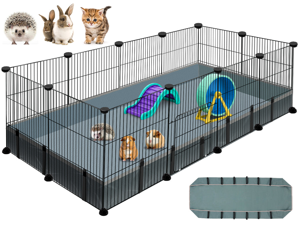 VISCOO 12 Panels Small Animal Playpen, 48" x 24" x 16" Guinea Pigs Cages, C&amp, C Cage for Guinea Pigs with Waterproof Mat