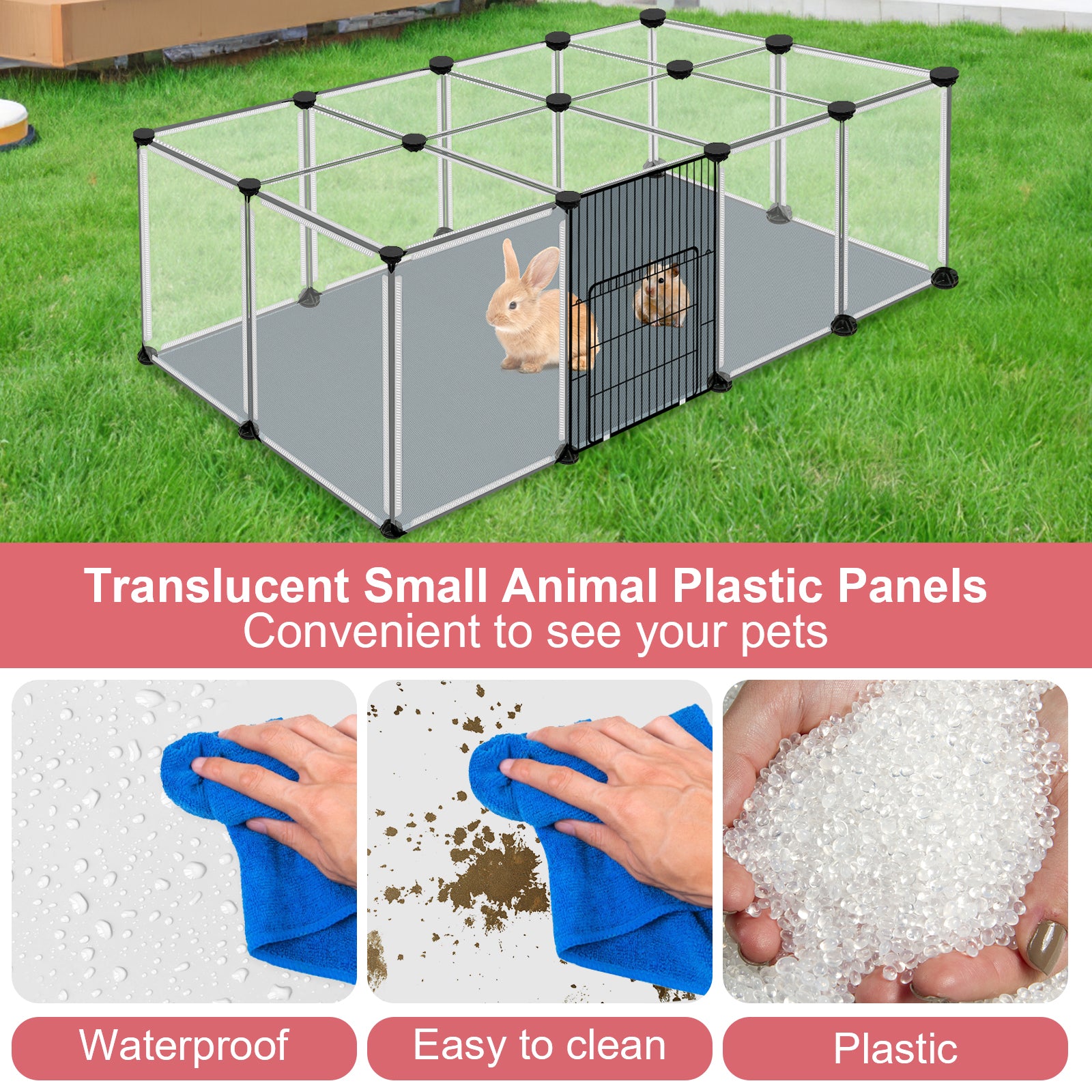 VISCOO 20 Panels Small Animals Playpen, 48"x24"x16" Pet Playpen