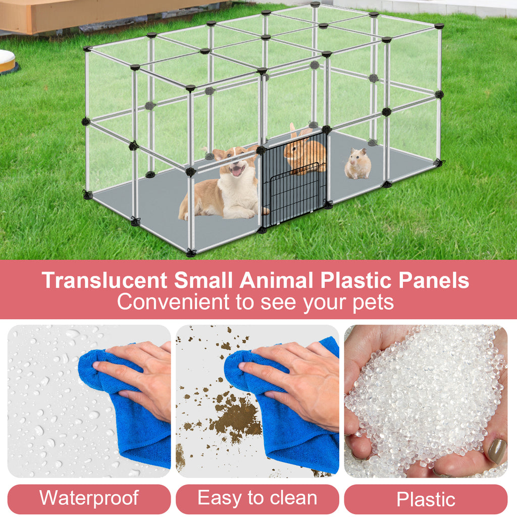 VISCOO 32 Panels Small Animals Playpen,48"x32"x24"Transparent Pet Playpen